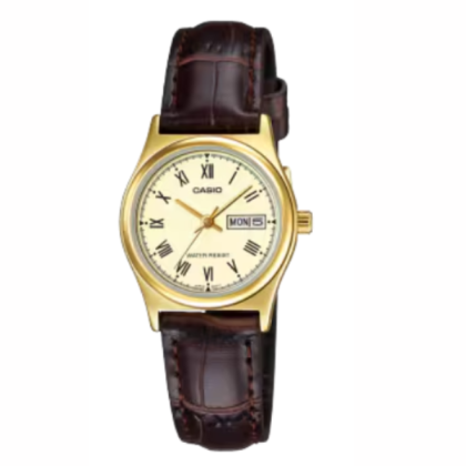 Casio Day Date Quartz Leather Strap Ladies Watch LTP-V006GL-9B